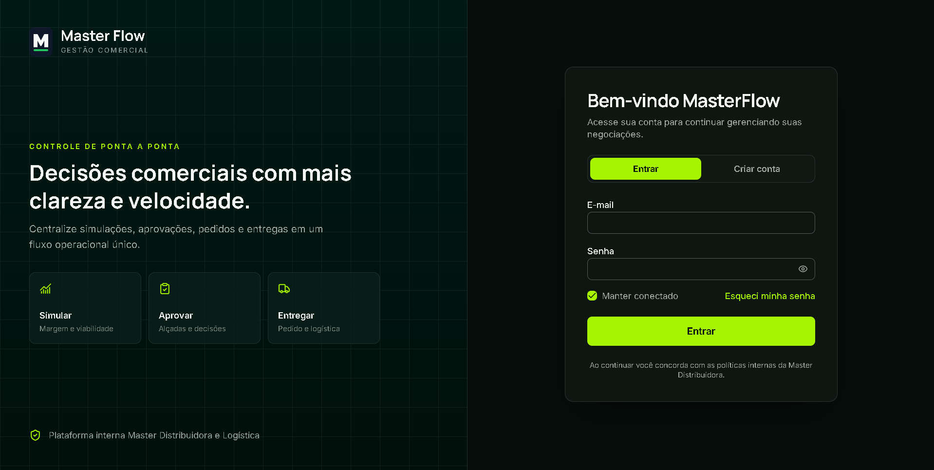 Interface do projeto MasterFlow